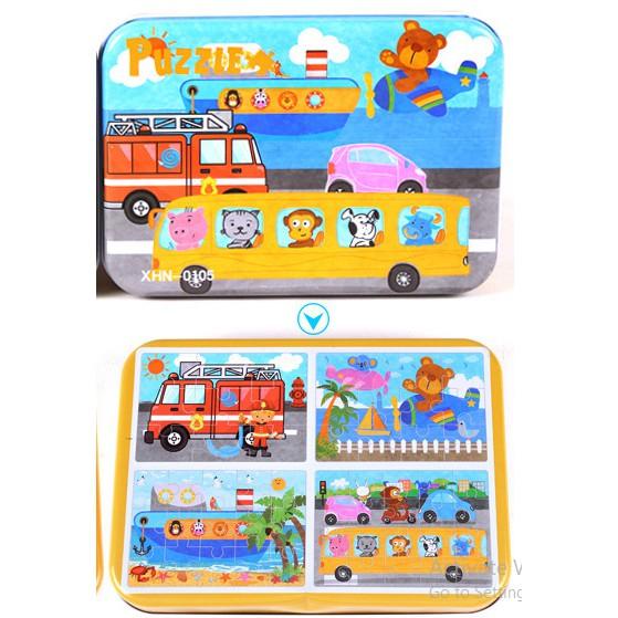 COMBO 5 hộp tranh xếp hình Puzzle 4 cấp độ 9-12-15-20 miếng nhiều chủ đề cho bé - Đồ chơi giáo dục thông minh trẻ em