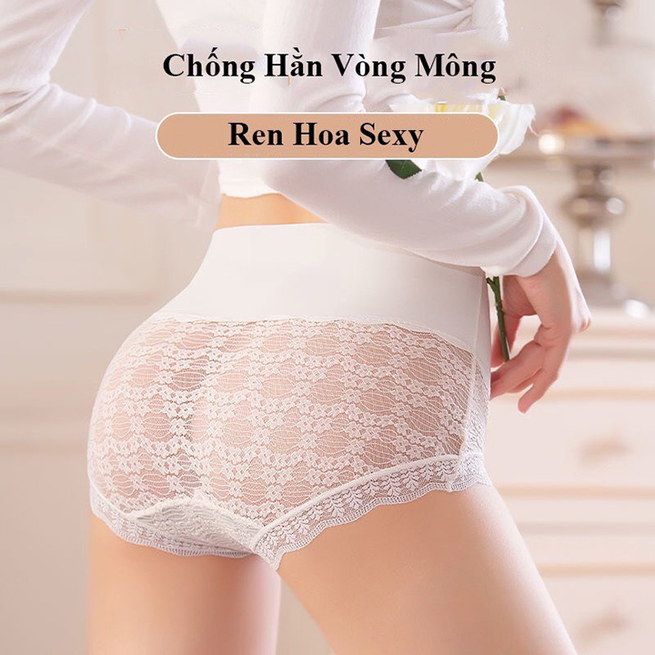 Quần lót nữ cạp cao ren hoa cạp su mềm CAO CẤP, che phủ khuyết điểm, kháng khuẩn co giãn 4 chiều cực tốt, CÓ SIZE TO