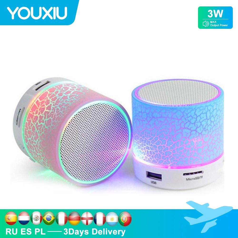 YOUXIU Mini Loa Di Động Bluetooth Không Dây Âm Thanh Xe Hơi Chói Mắt Nứt Đèn LED Loa Siêu Trầm Hỗ Trợ Thẻ TF Sạc USB Color: Blue