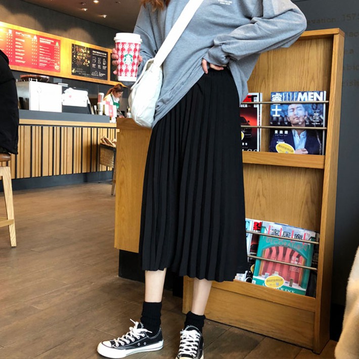 Chân váy xếp ly dài cap chun sang trọng nữ tính