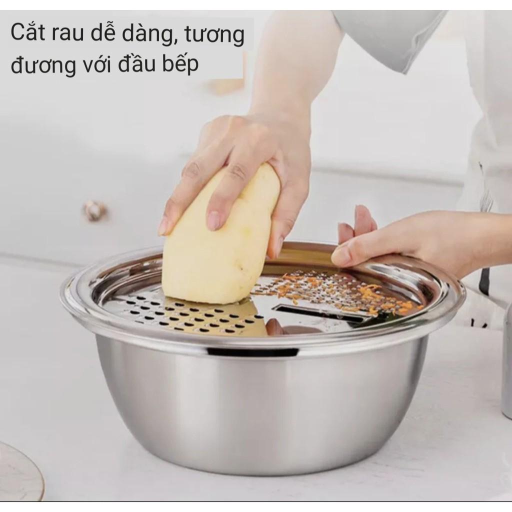 BỘ 3 MÓN THAU, RỔ INOX BÀO CỦ, QUẢ