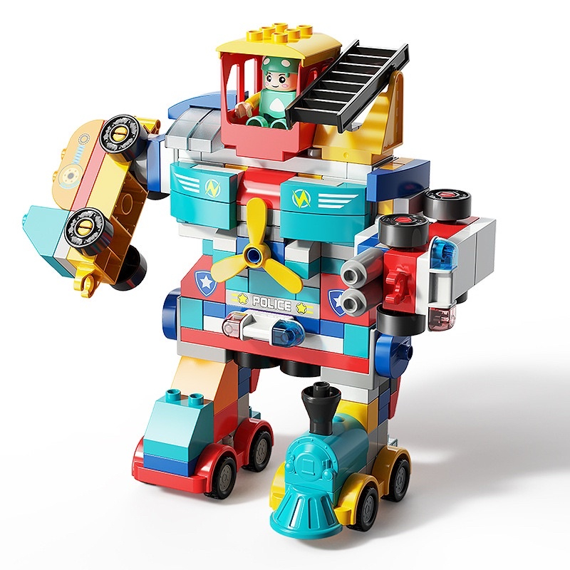 Xếp hình ô tô,  robot size duplo (chính hang feelo)