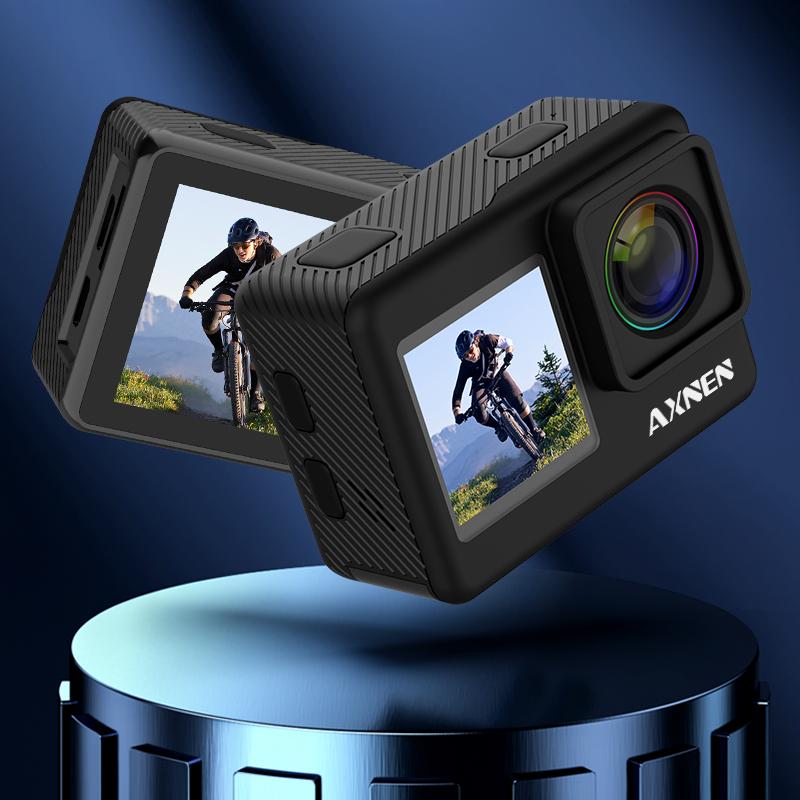 Axnen A10 Camera hành động Ultra HD 4K 30fps 20MP Camera Vlog Touch Màn hình điều khiển điều khiển điều khiển từ xa 1080p