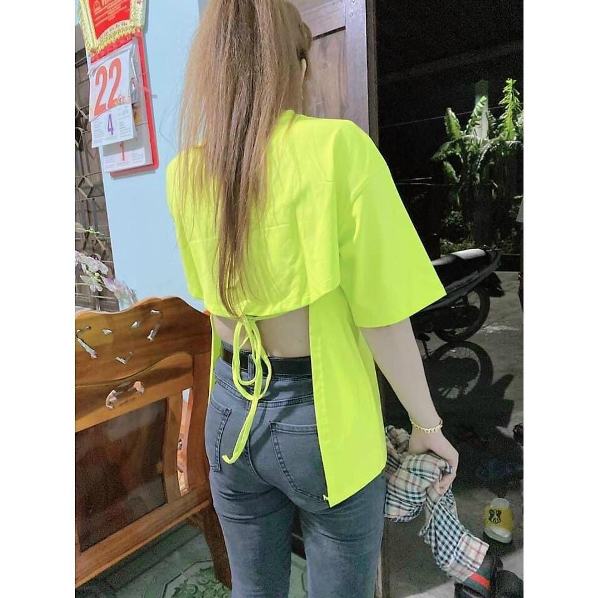 Áo thun nữ form rộng hở lưng cột nơ - Ảnh thật TỰ CHỤP