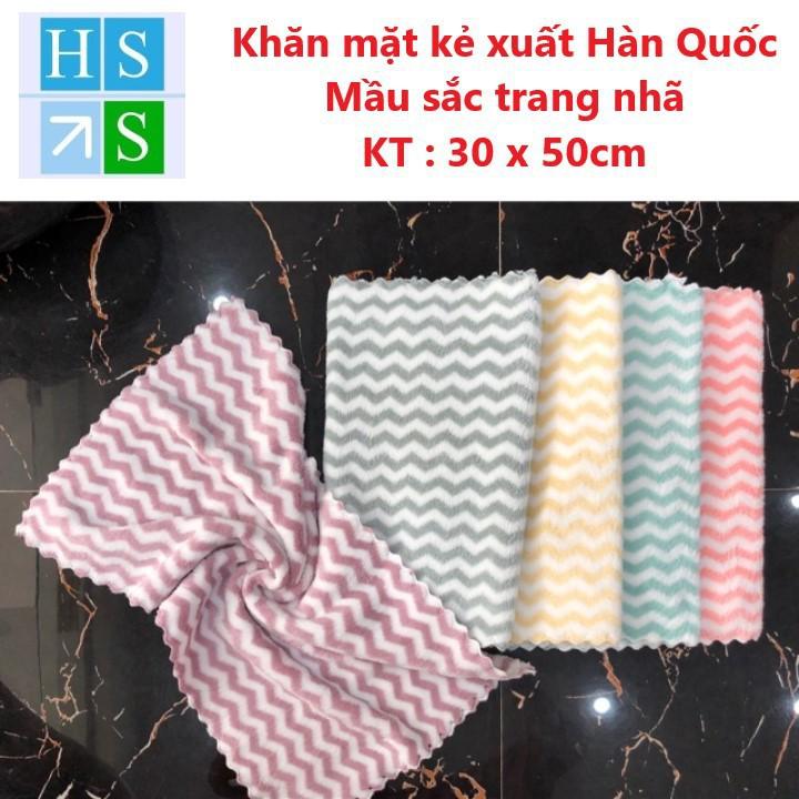 SET 10 KHĂN MẶT KẺ HÀN QUỐC cực mềm mịn, thấm hút tốt - NPP HS Shop Sài Gòn