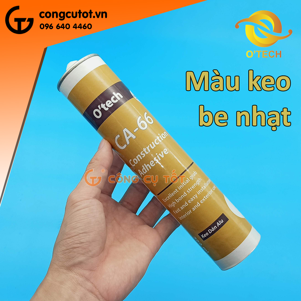 Keo dán xây dựng đa năng cho gỗ, alu, mica sơn được OTECH CA-66 300ml màu be nhạt