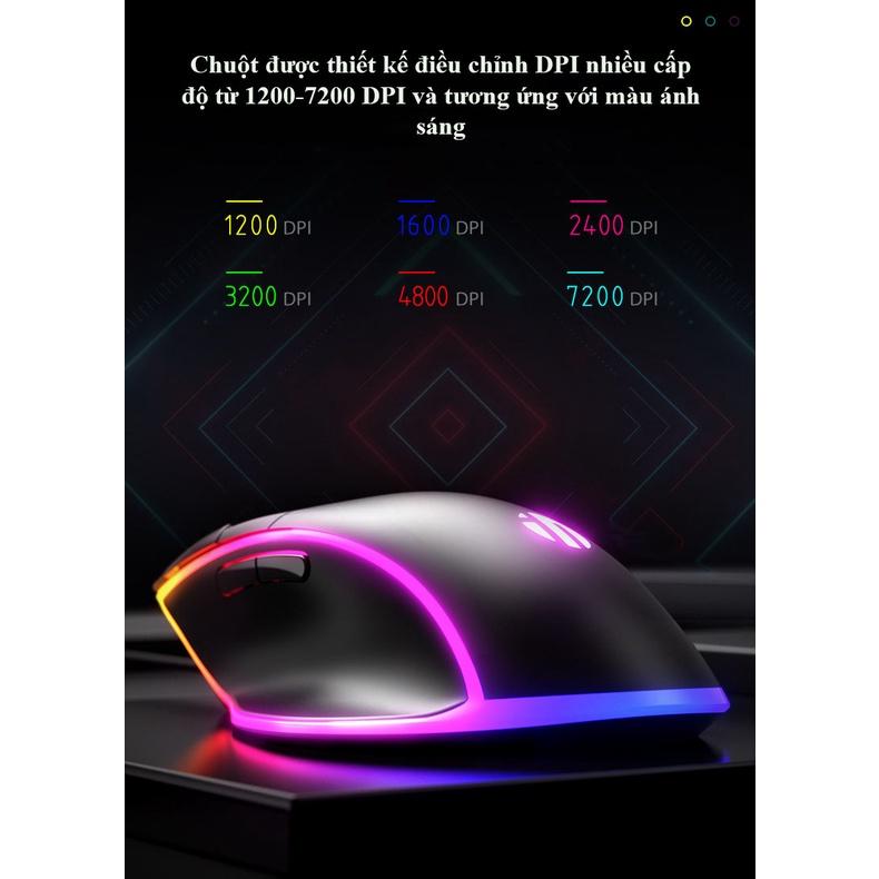 Chuột gaming có dây INPHIC PW8, chuột chơi game 7200 DPI 13 chế độ LED RGB, 7 phím chức năng - Hàng Chính Hãng