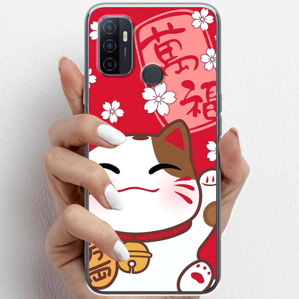 Ốp lưng cho Oppo A53, Oppo A93 nhựa TPU mẫu Mèo thần tài