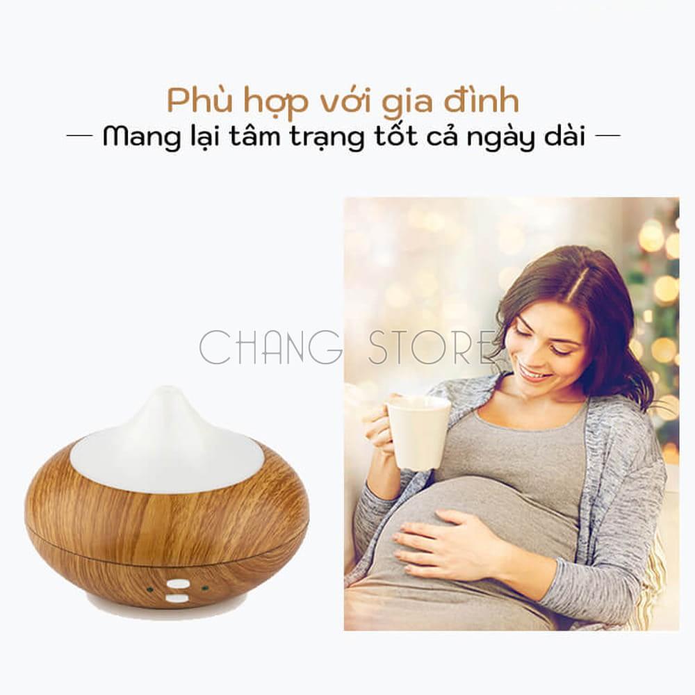 Máy phun sương tinh dầu tạo độ ẩm vân gỗ hình bí ngô, máy khuếch tán xông tinh dầu 500ml + Tặng kèm tinh dầu