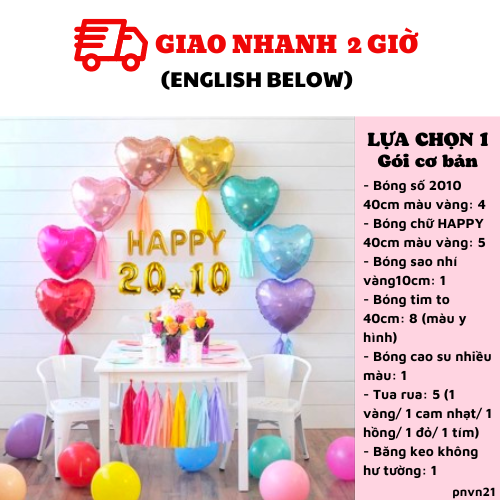 Bộ bóng trang trí phụ nữ việt nam màu vàng 20-10 pnvn21