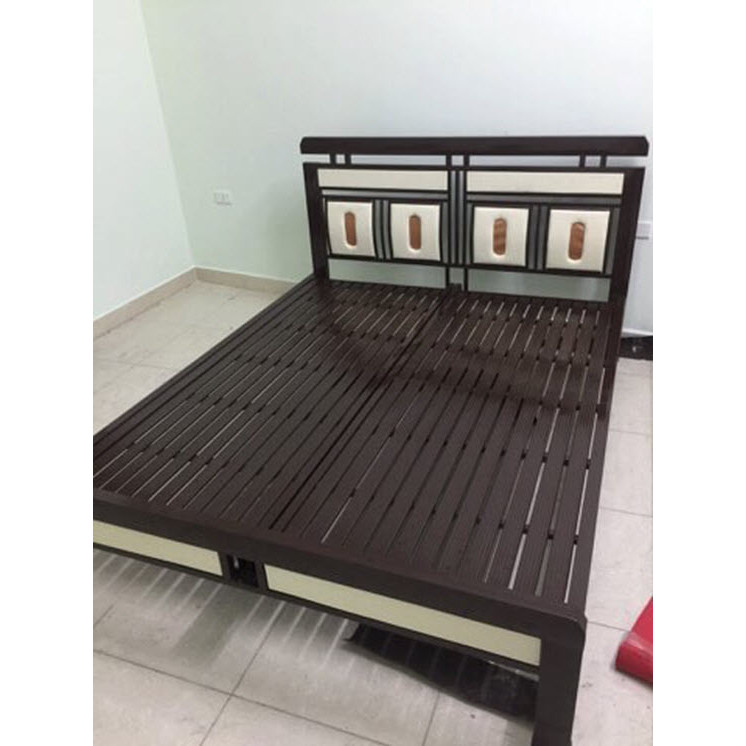 Giường sắt kiểu gỗ cao cấp cách điệu đầu giường