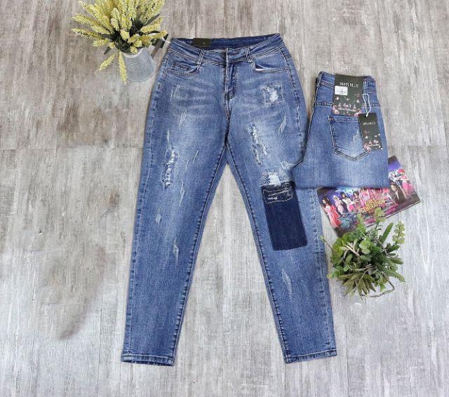 Quần Jeans Nữ Baggy Xanh Siêu Hot Lưng Cao