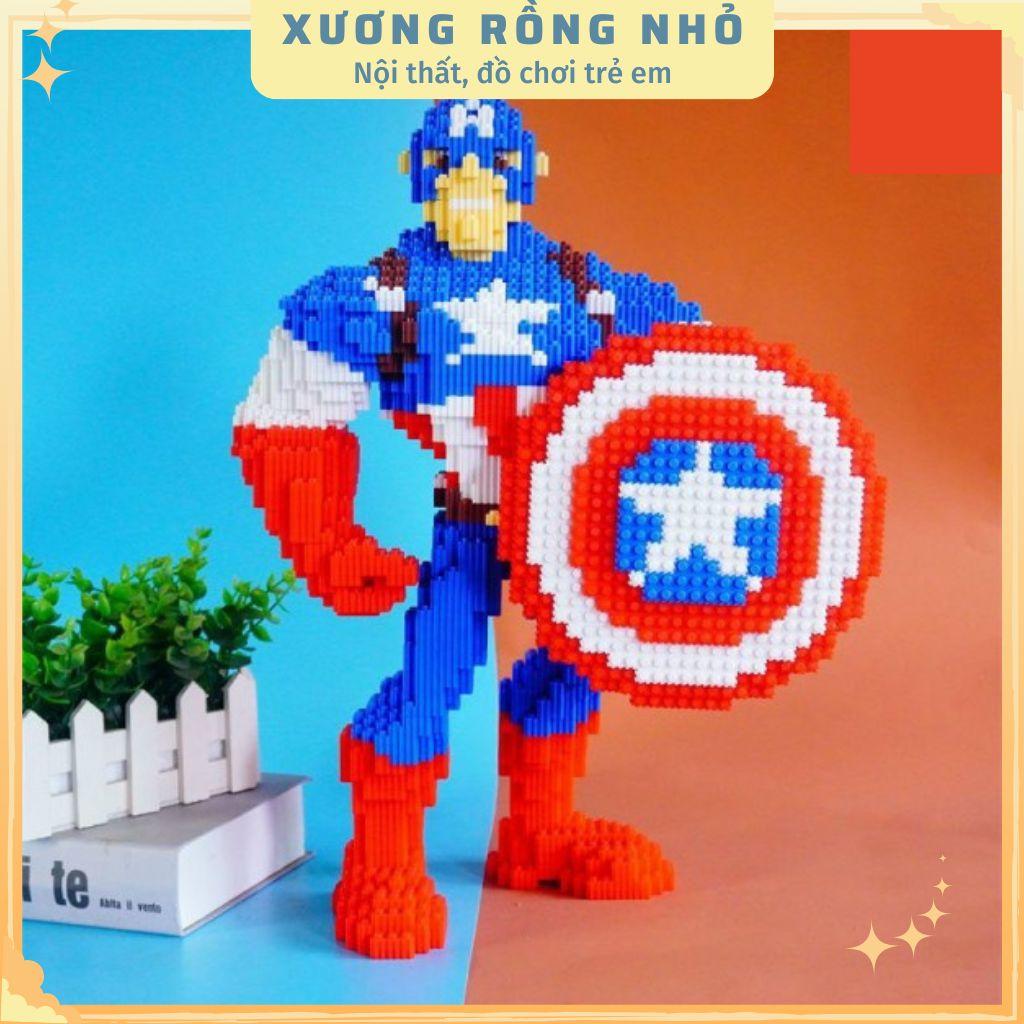 Mô hình lắp ráp nhân vật hoạt hình siêu anh hùng người nhện, captain, người sắt cỡ lớn 45cm fullbox nhựa ABS an toàn