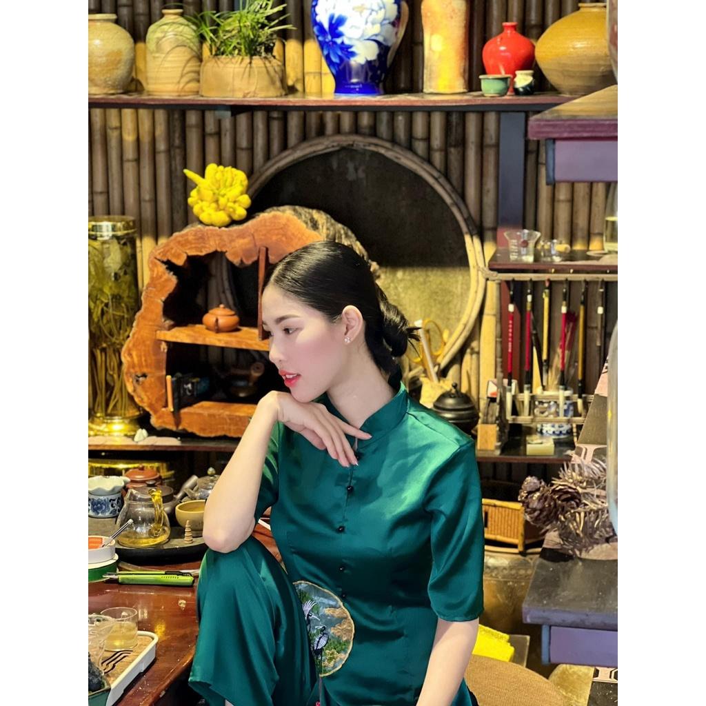 ĐỒ LAM ĐI CHÙA Tàu Lụa Đính Dây May Mắn