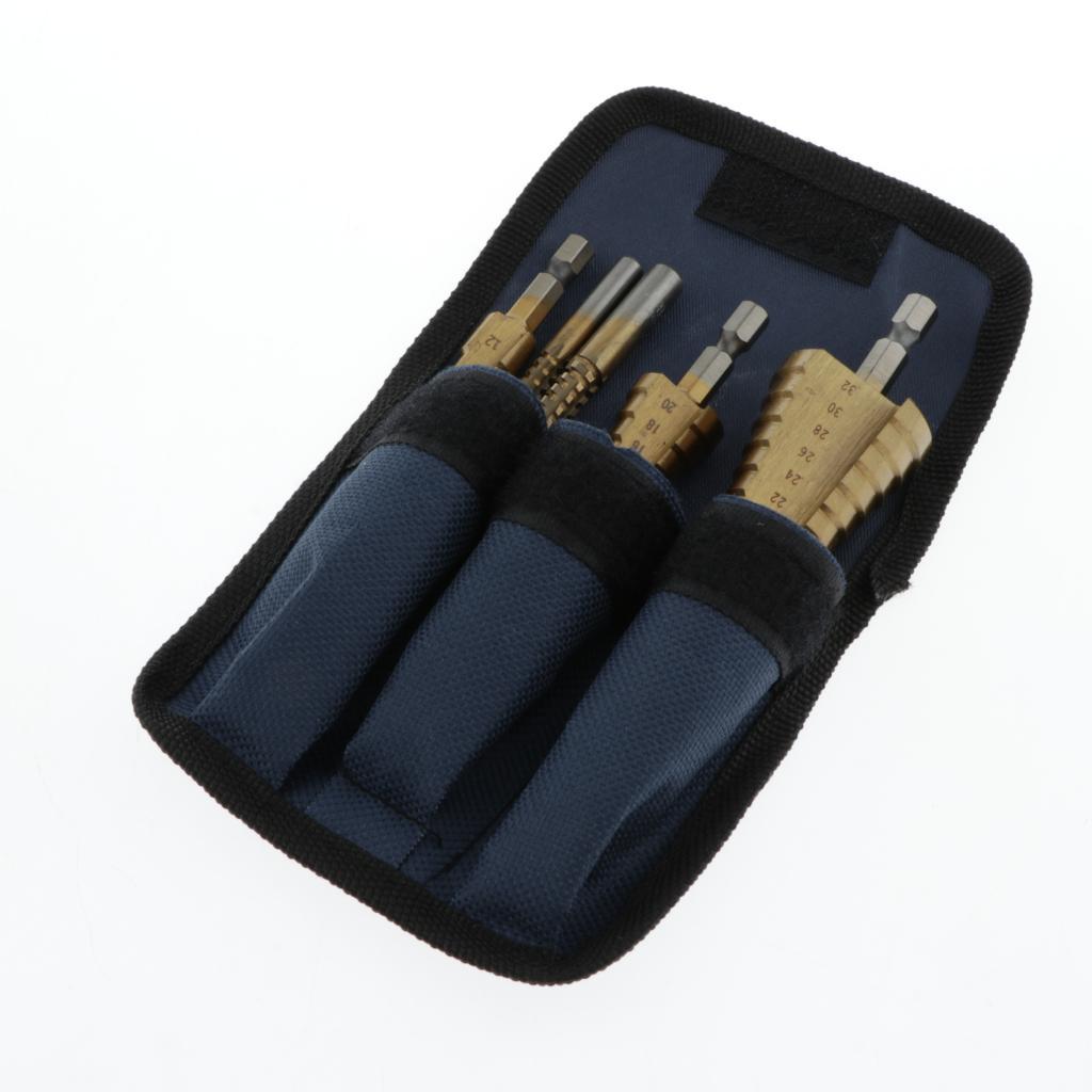 5pcs Step Drill Hole Jig Drill Bit HSS Cutting Hole Saw Woodworking Too Sets