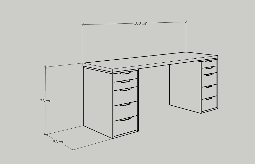 [Happy Home Furniture] LIDA, Bàn làm việc - 2 bên ngăn tủ, BAN_028, BAN_024