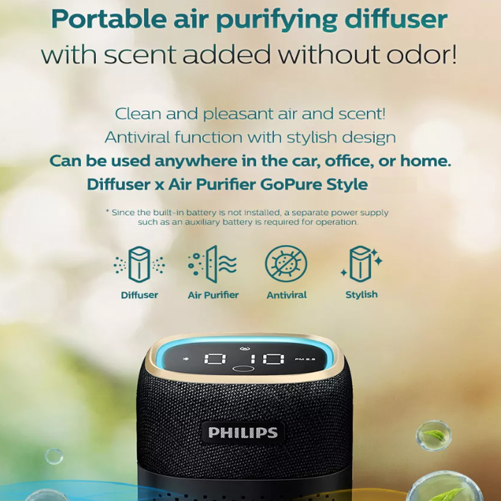 Máy khử mùi và lọc không khí trong ô tô Philips S7601 Kết nối điện thoại thông qua ứng dụng AirMatters và cảm biến chất lượng không khí 3 màu - HÀNG NHẬP KHẨU