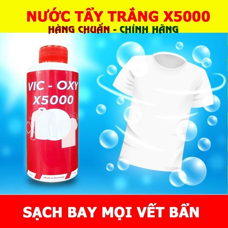 Thuốc tẩy trắng quần áo Vic oxy X5000, Không làm mỏng vải quần áo, không hại da tay, phai màu quần áo, dày dép