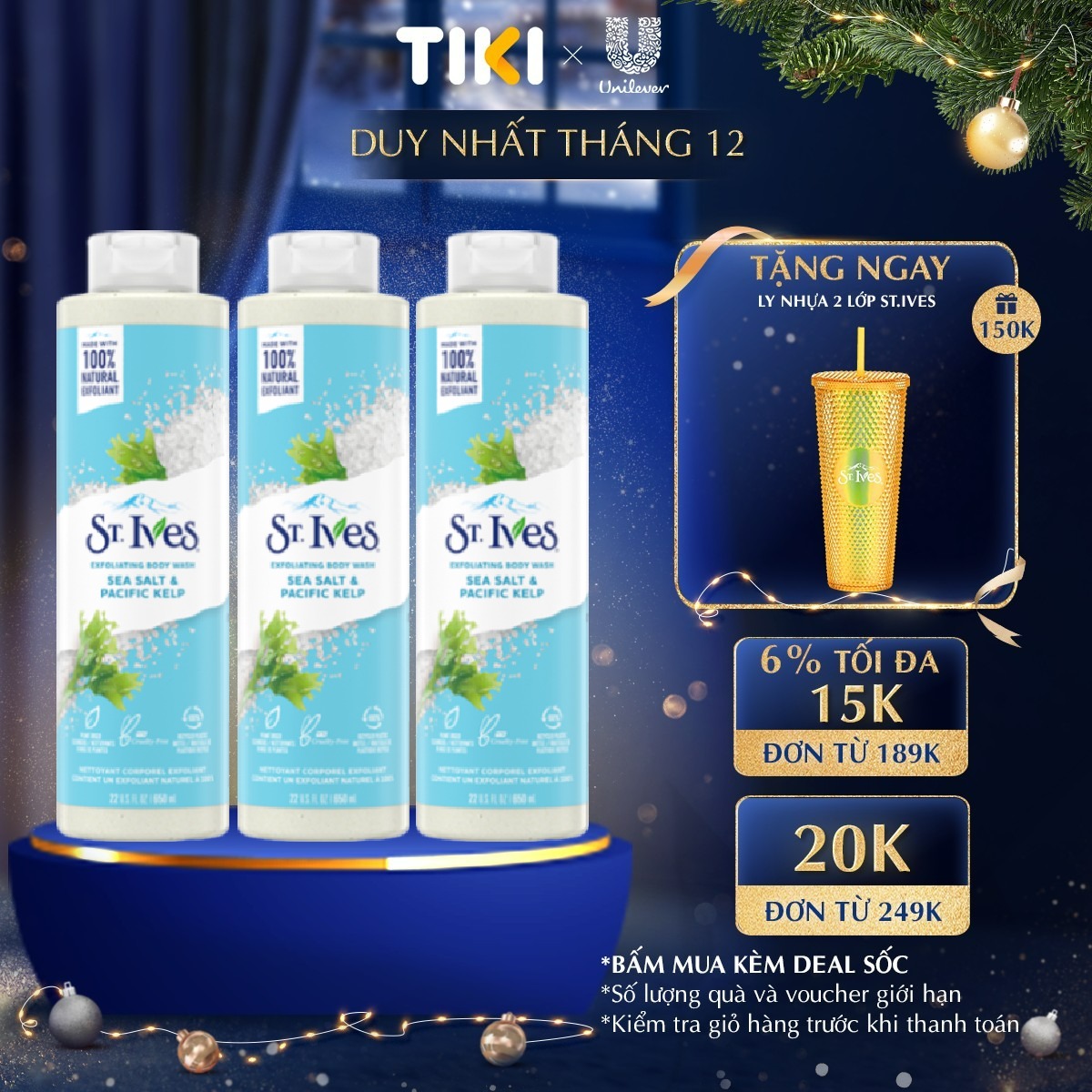 Combo 3 chai sữa tắm St.Ives Muối biển 650ml