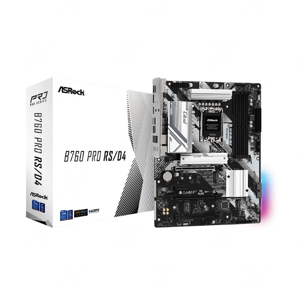 Mainboard Asrock B760M Pro RS/D4 WiFi (Intel B760, LGA1700, 4x DDR4 128GB, M-ATX) - Hàng Chính Hãng