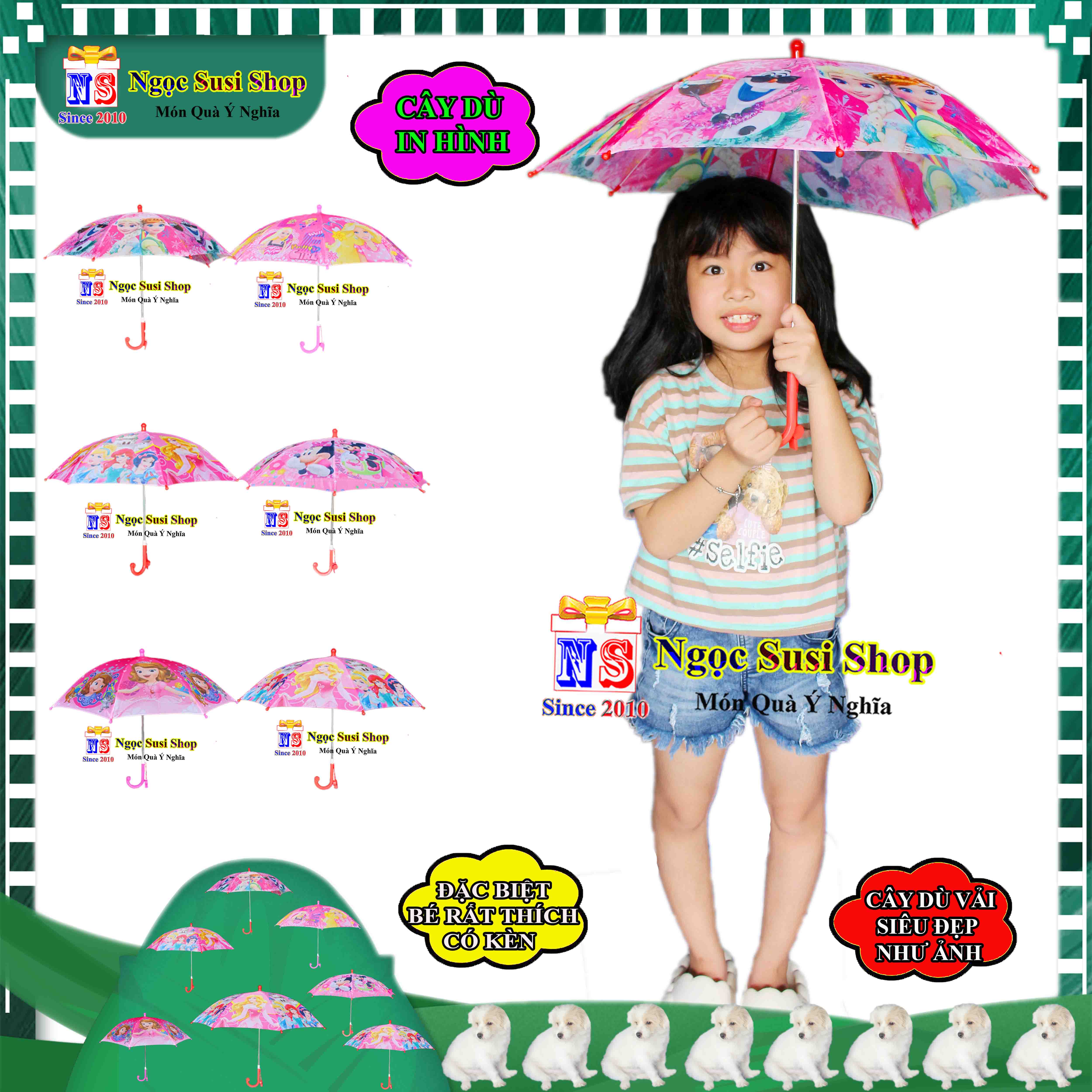 CÂY DÙ CHO BÉ IN HÌNH DÙNG CHE NẮNG MƯA CHỤP ẢNH MẪU MỚI - Ô DÙ CHO BÉ RẤT DỄ THƯƠNG