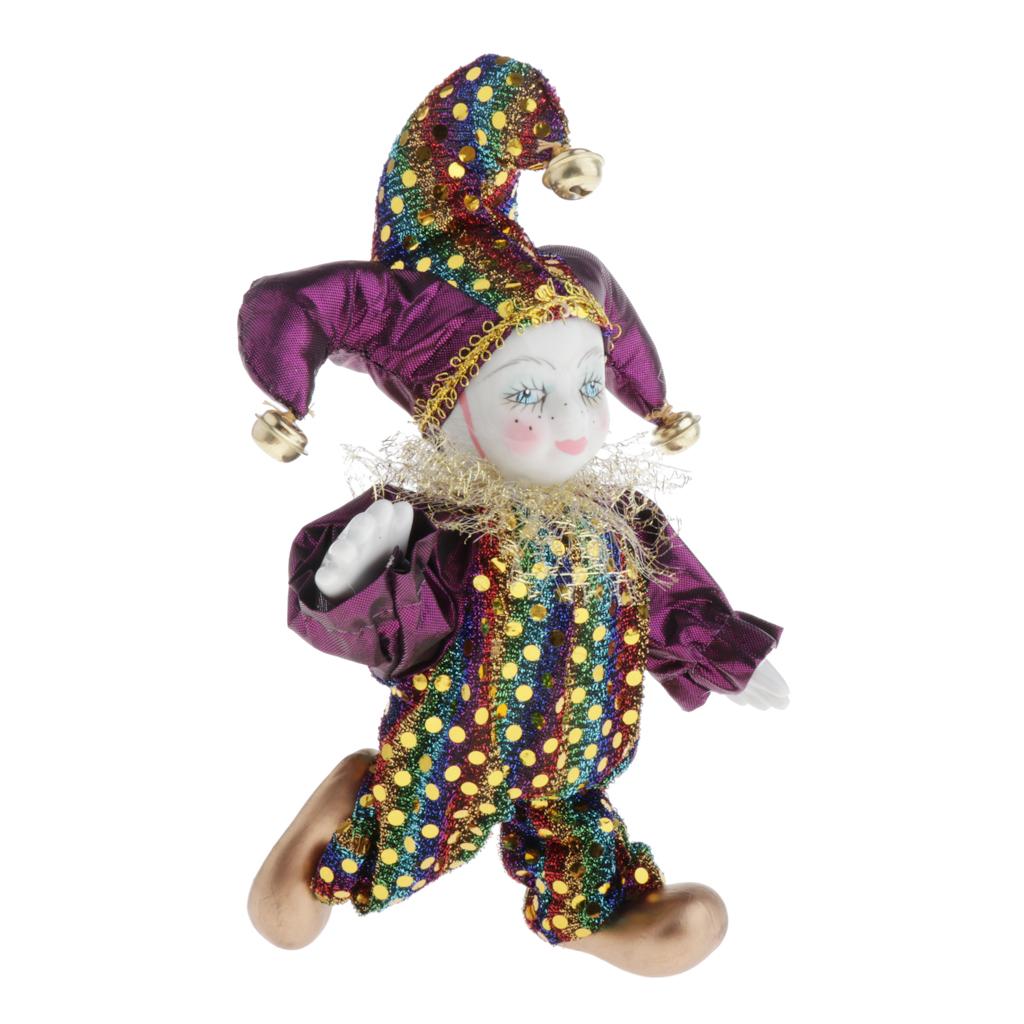 16cm Triangel Doll Standing Clown Doll Clown Figure Porcelain Jester Doll with Outfits for Kids Children Christmas Gift