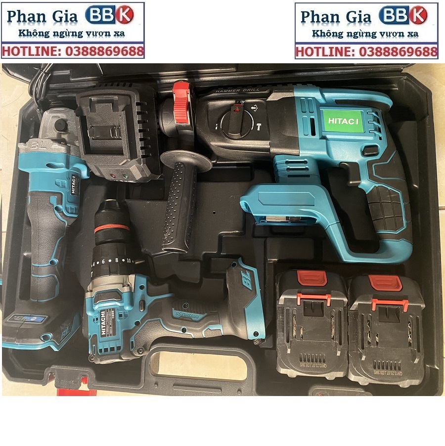 Bộ Combo Máy Khoan Đục Bê Tông, Máy Mài Và Máy Khoan Pin Dùng Pin 199V, 2 Pin 15Cell, Máy Khoan Siêu Khỏe, Siêu Bền