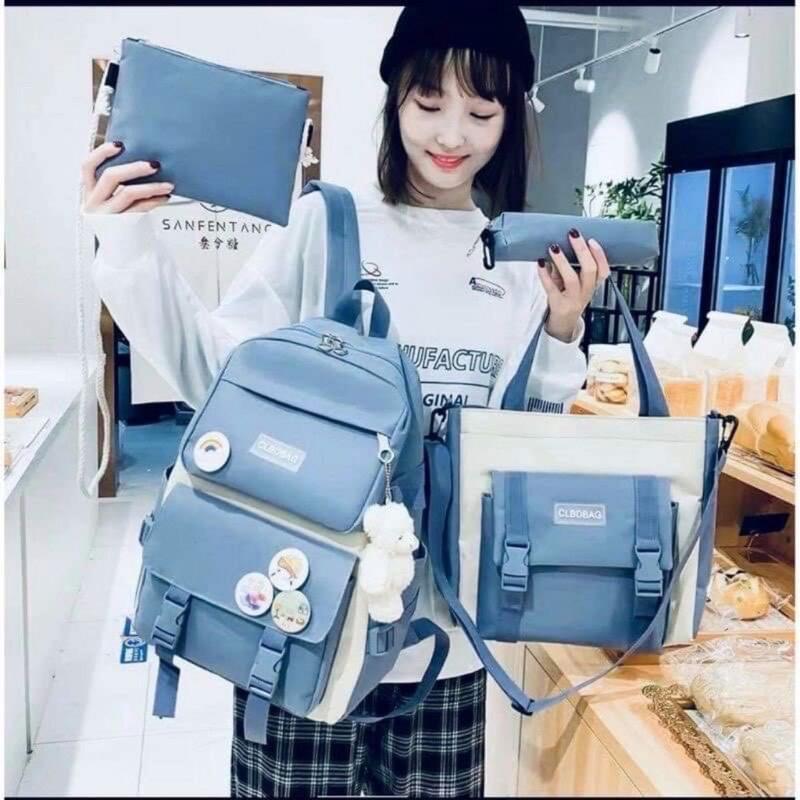 Combo balo 4 món, Set balo 4 món đi học, balo 4 món Ulzzang thời trang nam nữ unisex Hàn Quốc- MENTUBAG