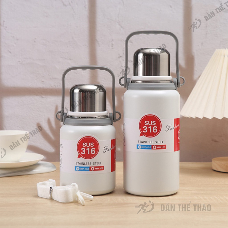 Bình giữ nhiệt inox 316 có quai xách dễ mang theo khi đi xe đạp, du lịch - Cốc giữ nhiệt đảm bảo tiêu chuẩn an toàn cho người sử dụng