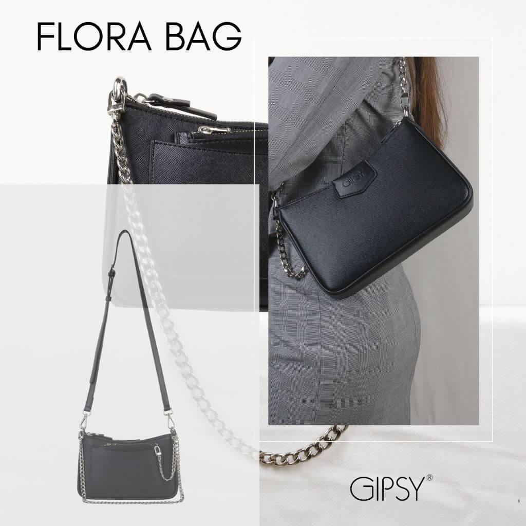 Túi Xách Nữ Kẹp Nách Dây Xích Dây Da Đeo Chéo Màu Kem FLORA BAG Thương Hiệu GIPSY