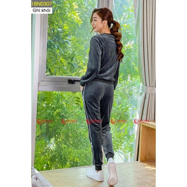Bộ tuyết nhung nữ Nhật Bản, bộ mặc nhà cao cấp thiết kế phong cách thể thao, sang trọng, trẻ trung