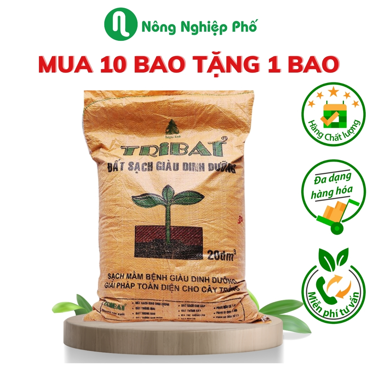 Đất Sạch Tribat Giàu Dinh Dưỡng 20dm3 &amp; 50dm3