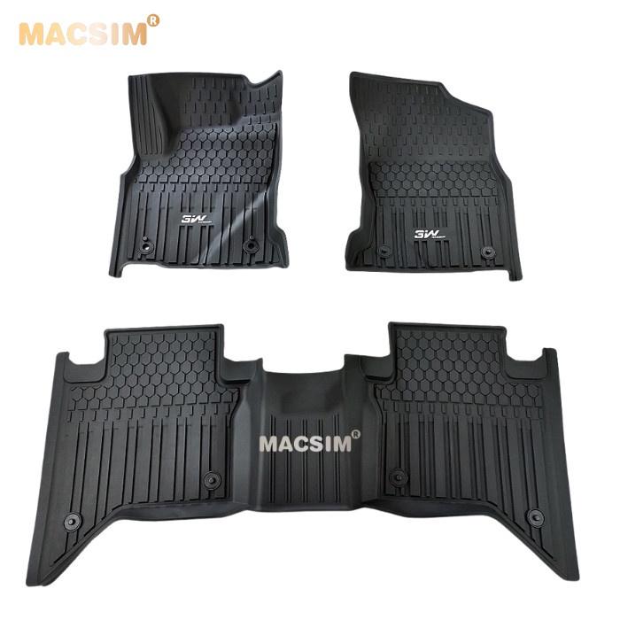Thảm lót sàn xe ô tô Toyota Hilux 2020 - nay Nhãn hiệu Macsim 3W chất liệu nhựa TPE đúc khuôn cao cấp - màu đen