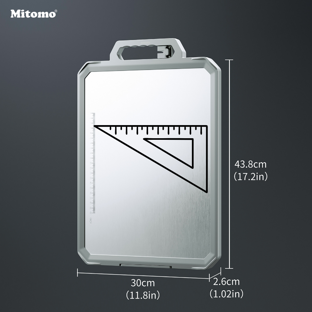 Thớt hai mặt kháng khuẩn inox 304 cao cấp, nhựa lúa mạch Mitomo MT-304PP Hàng chính hãng