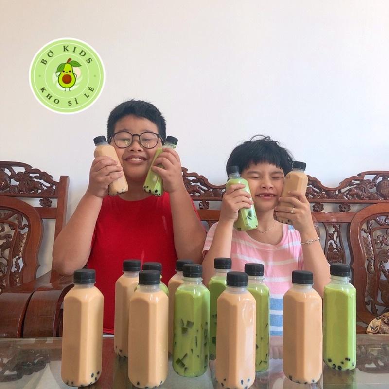 Chai nhựa vuông nắp đen 330ml, 450ml Việt Nhật - Chai đựng trà sữa, trà thái