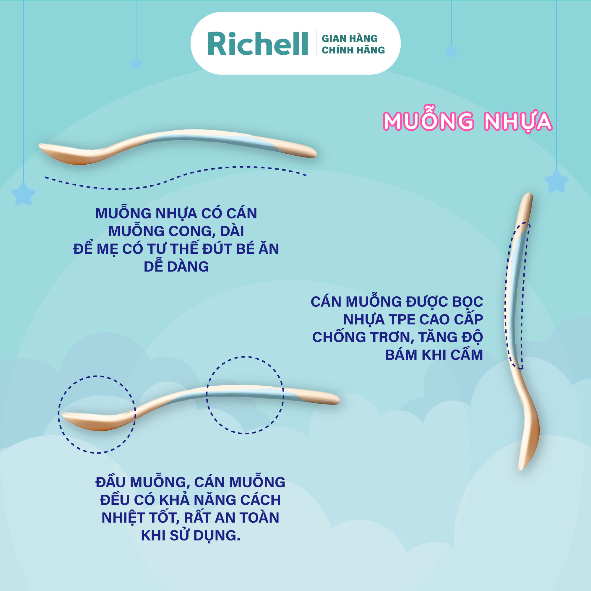 Bộ muỗng mềm và muỗng nhựa Richell Nhật Bản | Baby