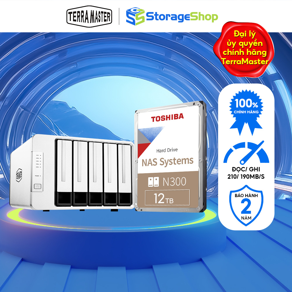 Bộ Thiết bị lưu trữ DAS TerraMaster D5-300+N300 12T Hàng chính hãng