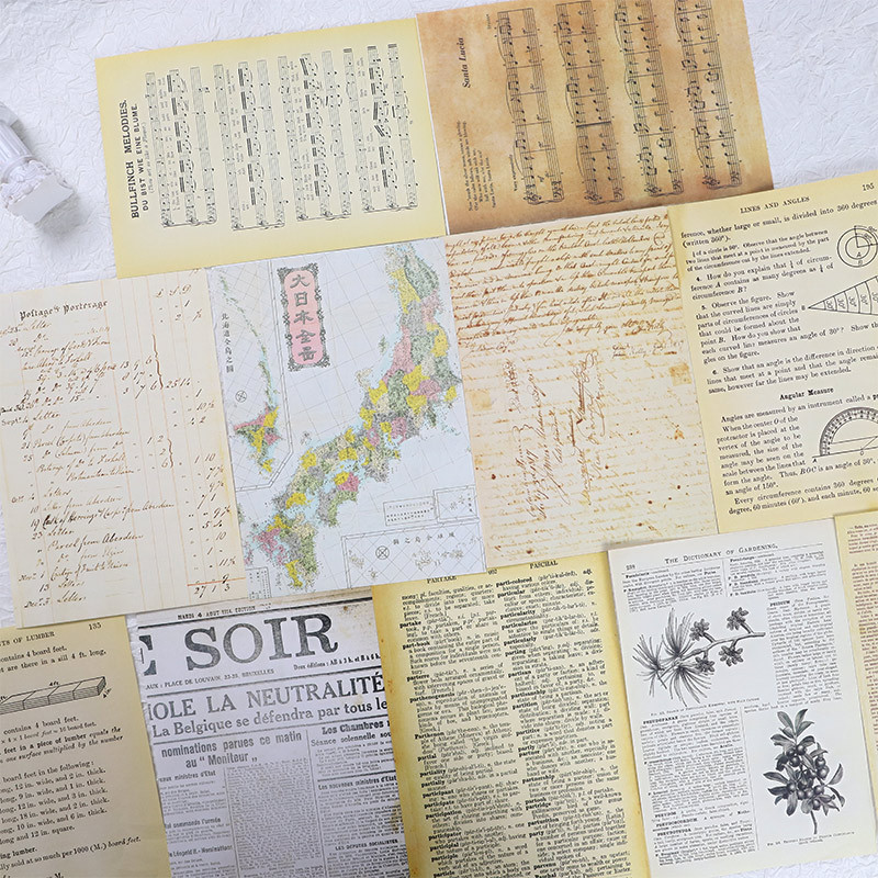 S29 - Set 15 tờ giấy nền retro vintage cổ điển Infeel.Me trang trí sổ bullet journal, junk journal