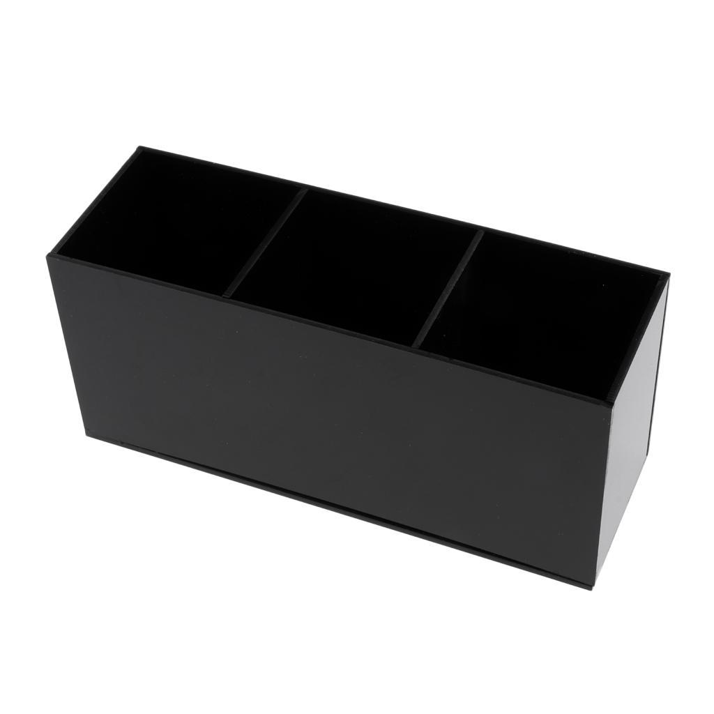 3X Black Acrylic Brush Organizer Holder 3 Grids Makeup Tools Display Stand