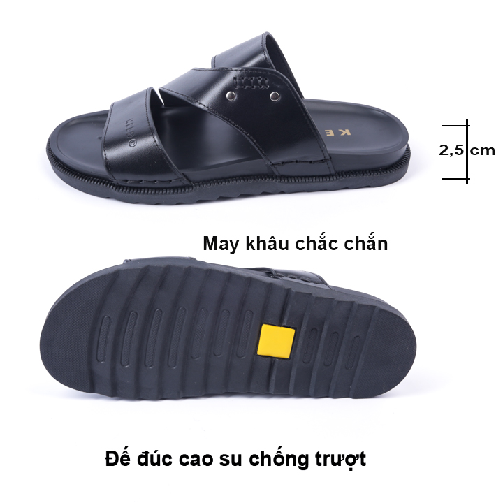 Dép Nam Quai Ngang Cao Cấp KEEDO BH00606 da bò thật