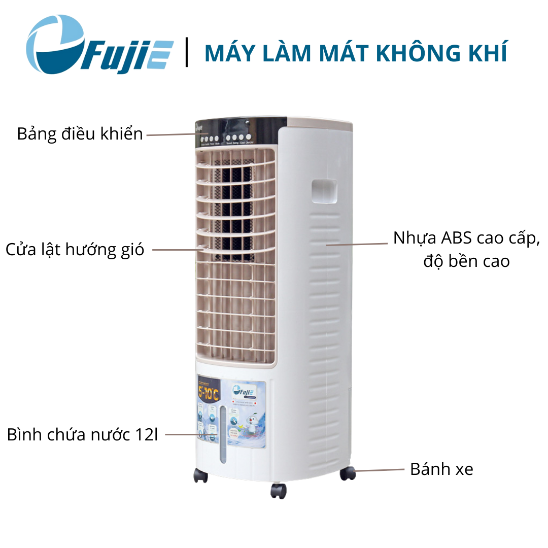 Máy làm mát không khí cao cấp FujiE AC-17C cho phòng 10-17m2, bình chứa 12 lít kèm điều khiển từ xa - Hàng chính hãng