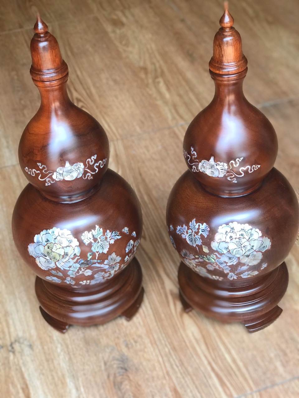 Hồ lô gỗ lim cẩn ốc cao 40