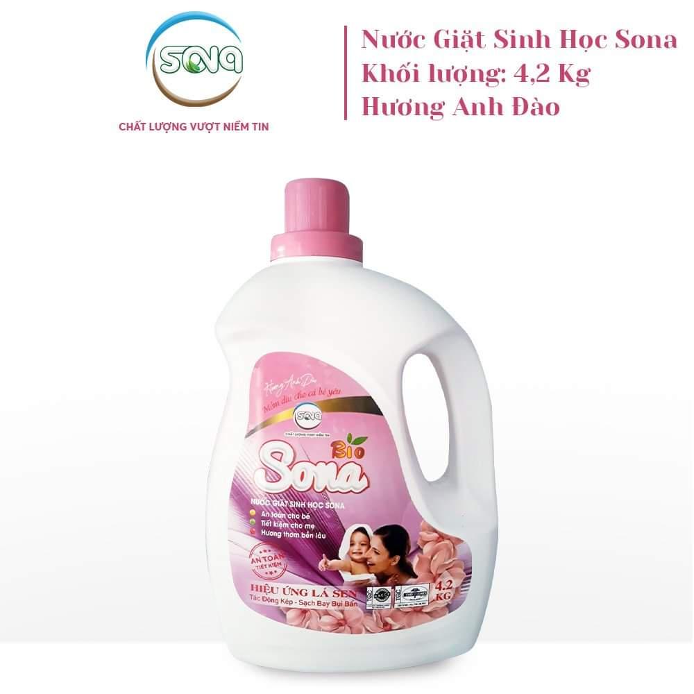 Nước giặt sinh học SONA 4.2L giặt xả quần áo 2 trong 1 hương hoa tự nhiên