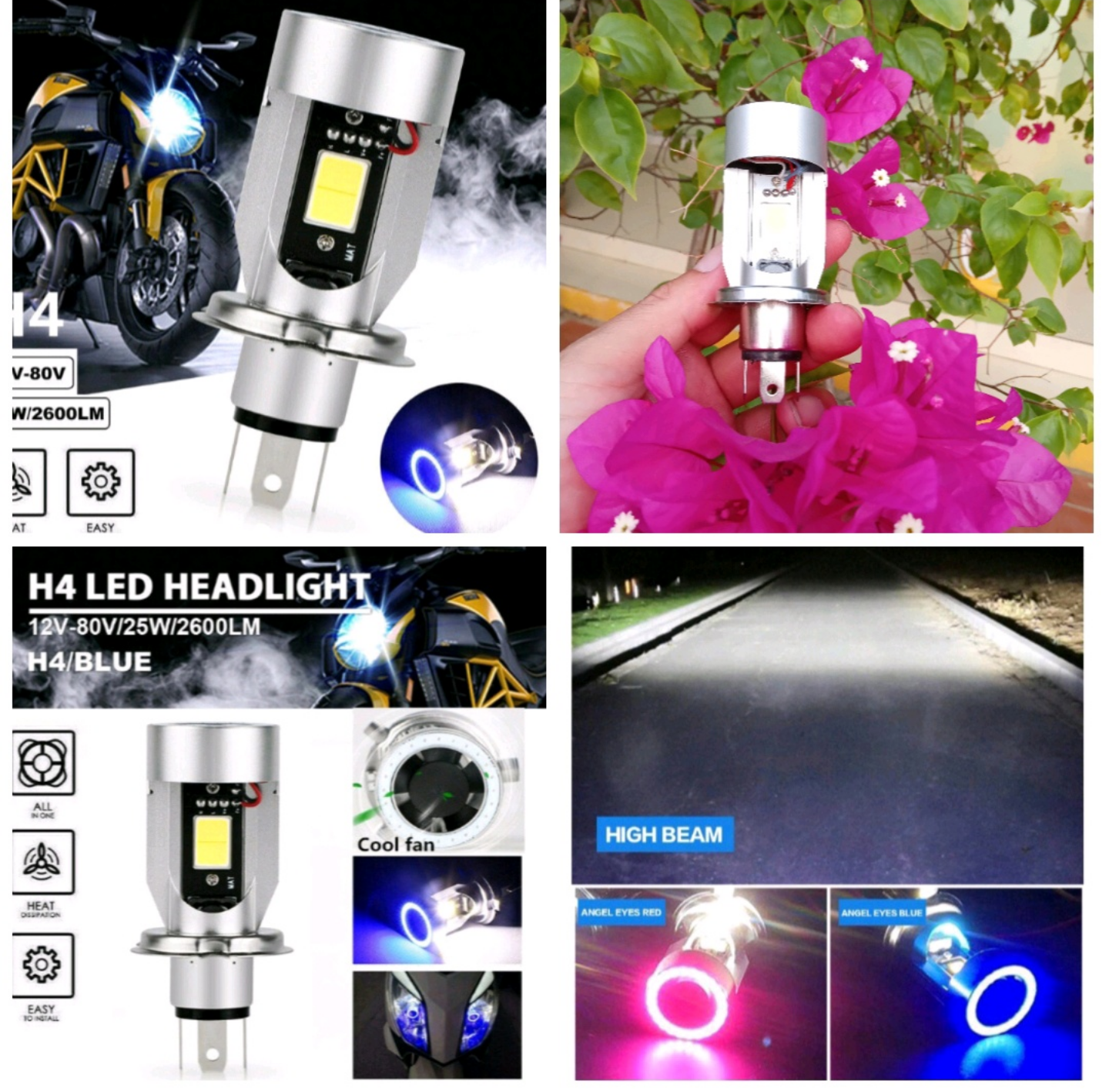 1 BÓNG ĐÈN PHA H4 45W SIÊU SÁNG VIỀN MÀU CỰC ĐẸP LẮP XE MÁY XE HƠI ÔTÔ MẪU MỚI HÀNG CHUẨN CHẤT LƯỢNG