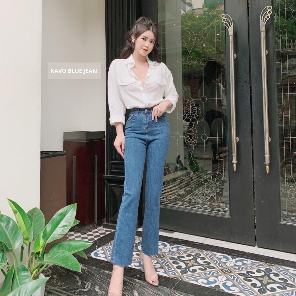 Quần jeans cạp cao ống suông JAOS15