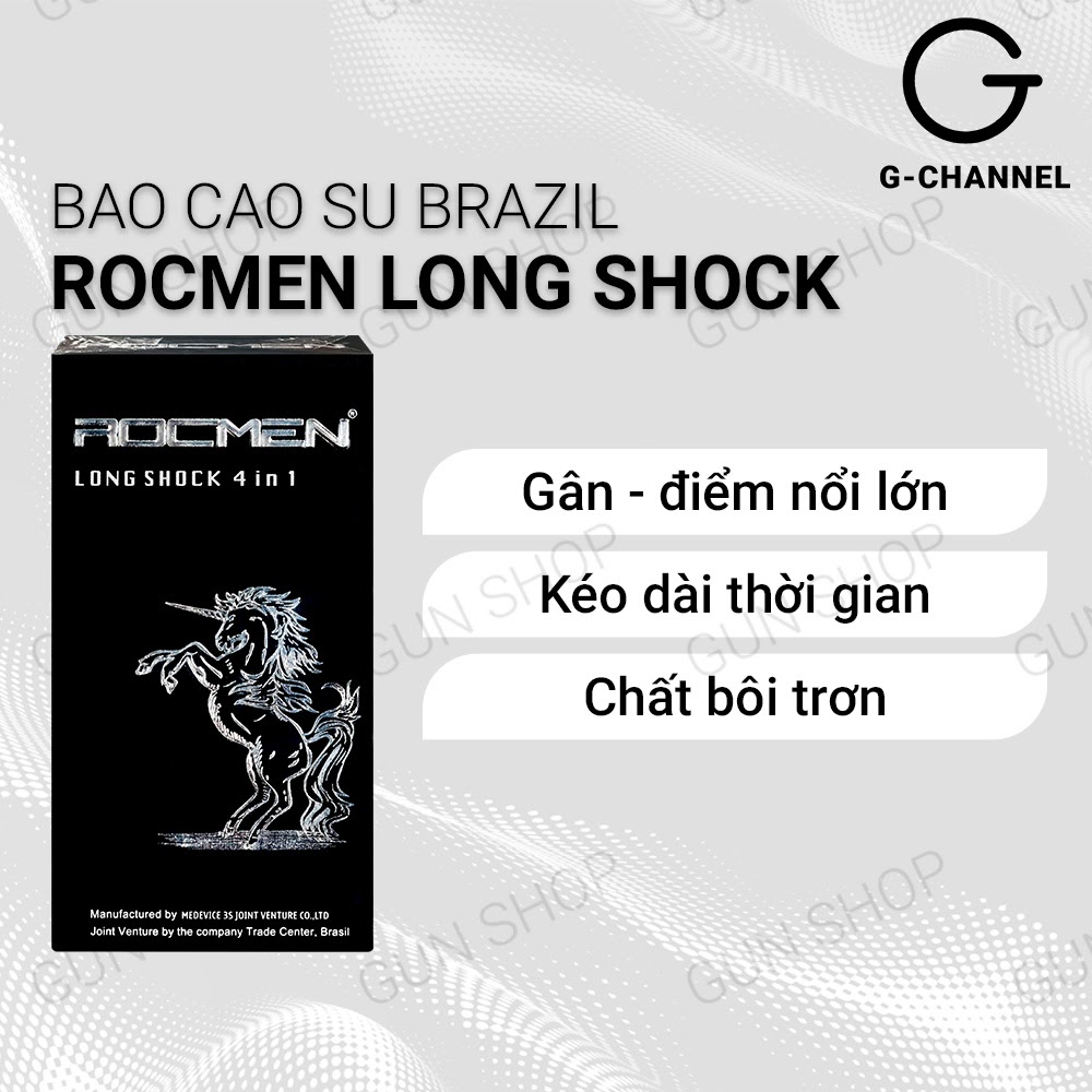 Bao cao su Rocmen Long Shock - Kéo dài thời gian - Hộp 12 cái