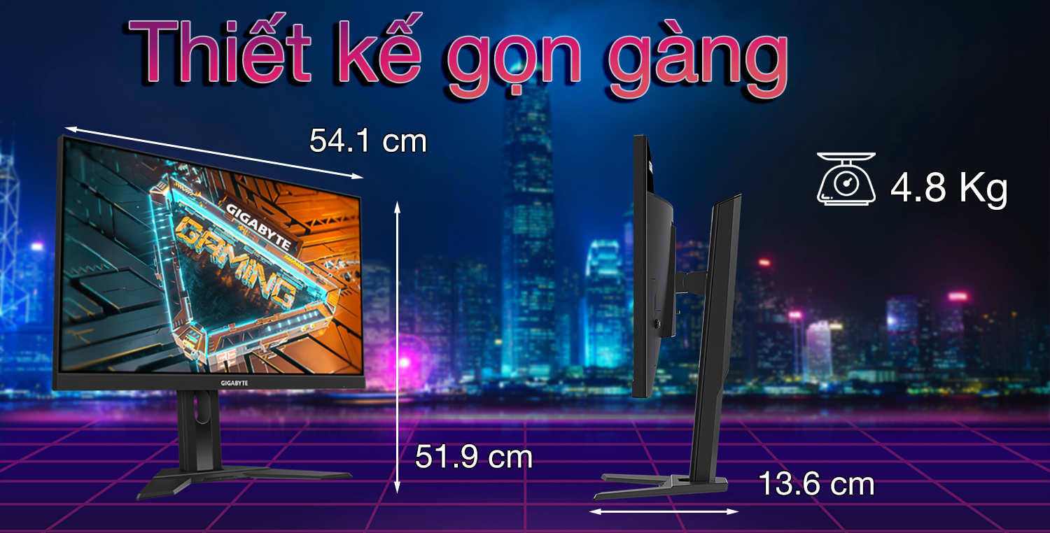 Màn hình máy tính 24inch GIGABYTE G24F 2 Gaming (23.8&quot; IPS FHD 180Hz, HDMI+DisplayPort) - Hàng chính hãng Viễn Sơn phân phối