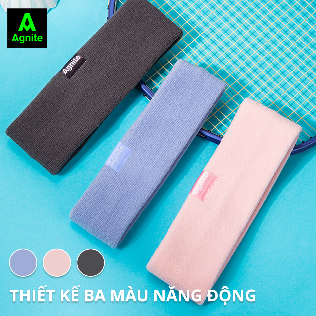 Băng đô thể thao AGNITE chính hãng, headband vải co giãn tập gym, bóng rổ, chạy bộ, bóng chuyền, cầu lông mã FL101