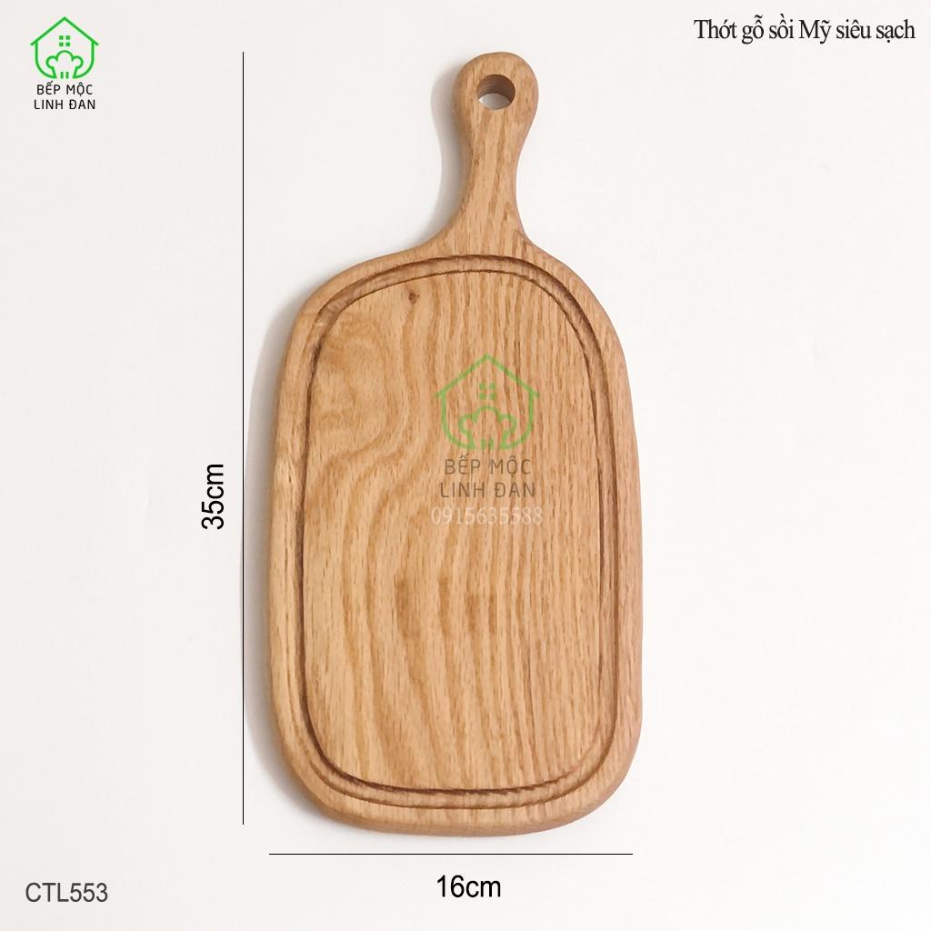 Thớt Gỗ Sồi Có Tay Cầm HAHANCO Bày Đồ Ăn, Decor