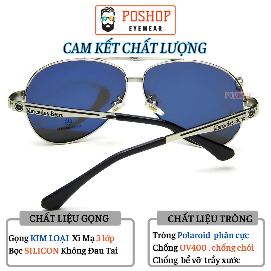 Kính mát nam POSHOP gọng kim loại kiểu phi công thời trang dễ đeo với tròng phân cực polaroid chống chói uv400 M3